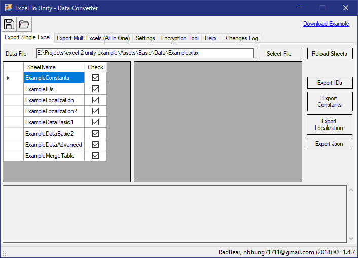 Export Single Excel